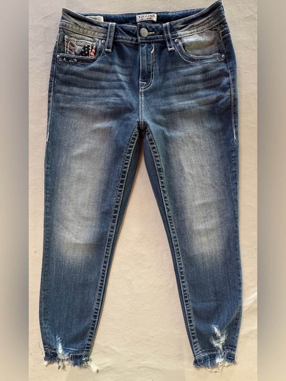 VIGOSS Heritage Mid-Rise Americana Skinny Jean Flag Embroidery Patriotic (10) View 2